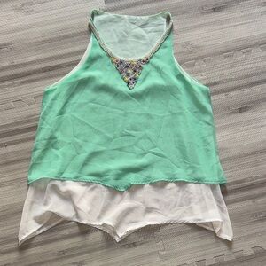Elegant Mint Green Layered Tank Top